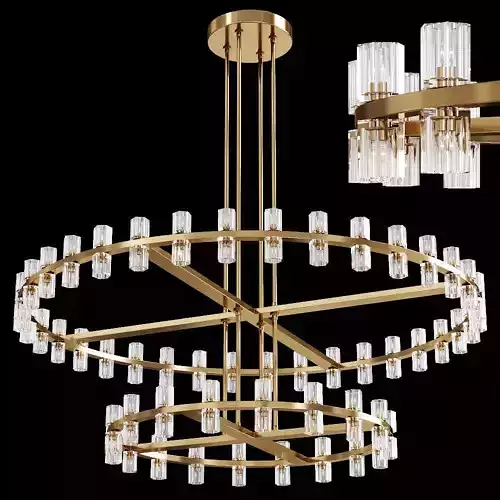 Restoration Hardware ARCACHON ROUND 2-TIER CHANDELIER 60 Brass