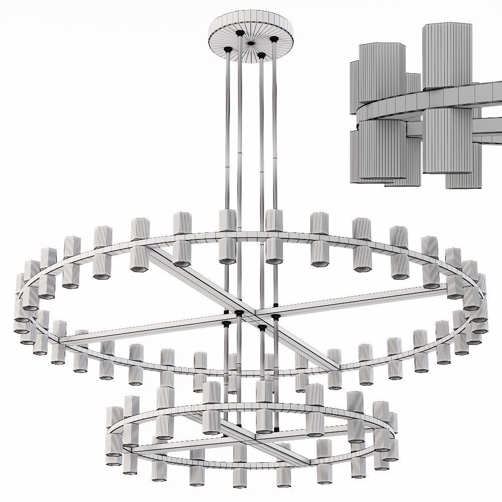 Restoration Hardware ARCACHON ROUND 2-TIER CHANDELIER 60 Nickel 3D model_1