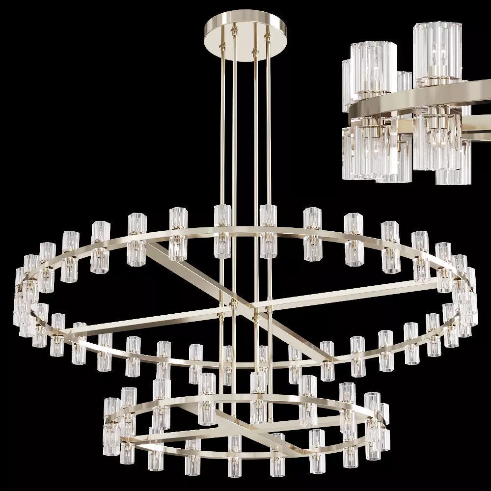 Restoration Hardware ARCACHON ROUND 2-TIER CHANDELIER 60 Nickel 3D model_0