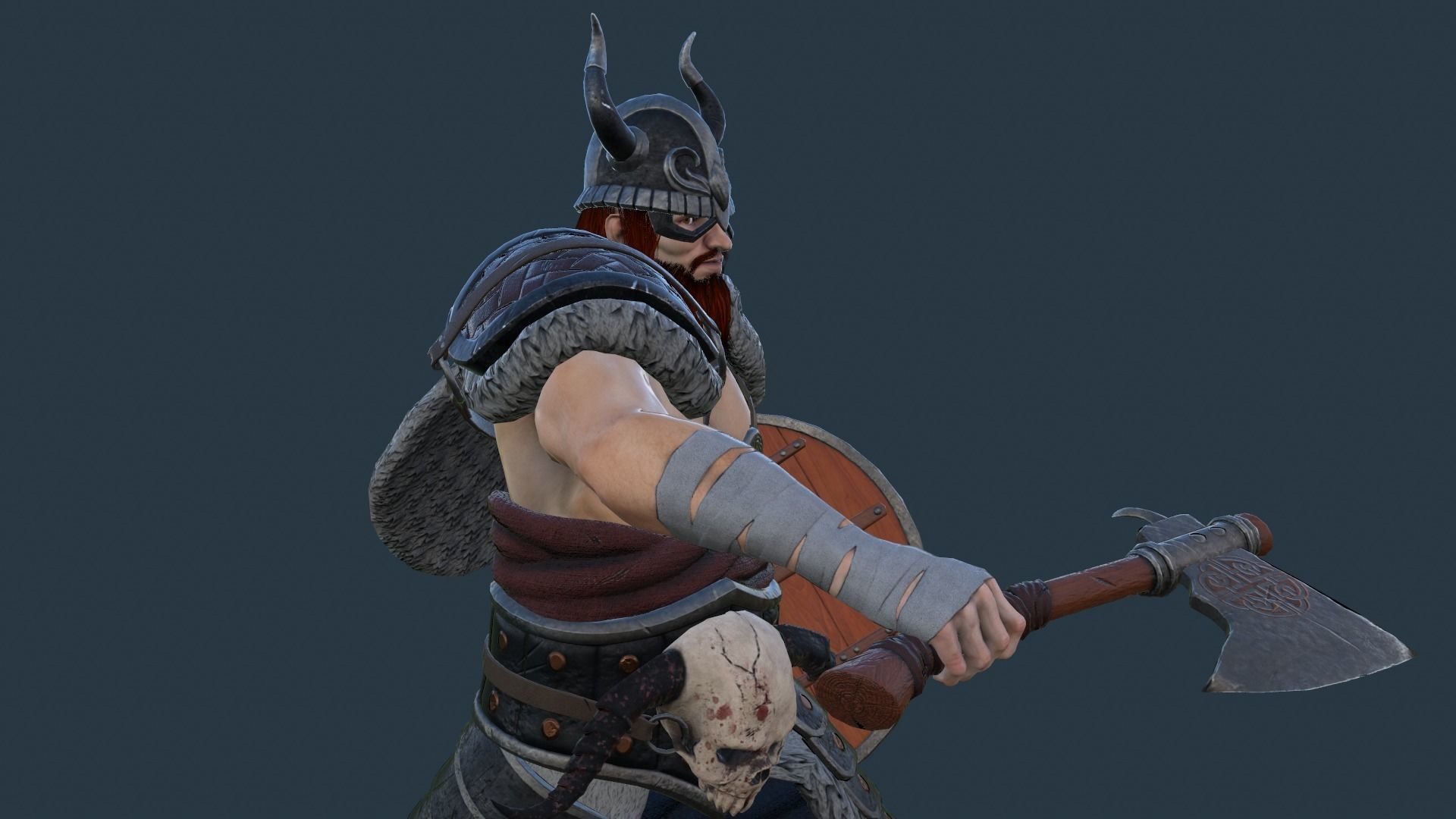 Fantasy Viking Warrior Low-poly 3D model_26
