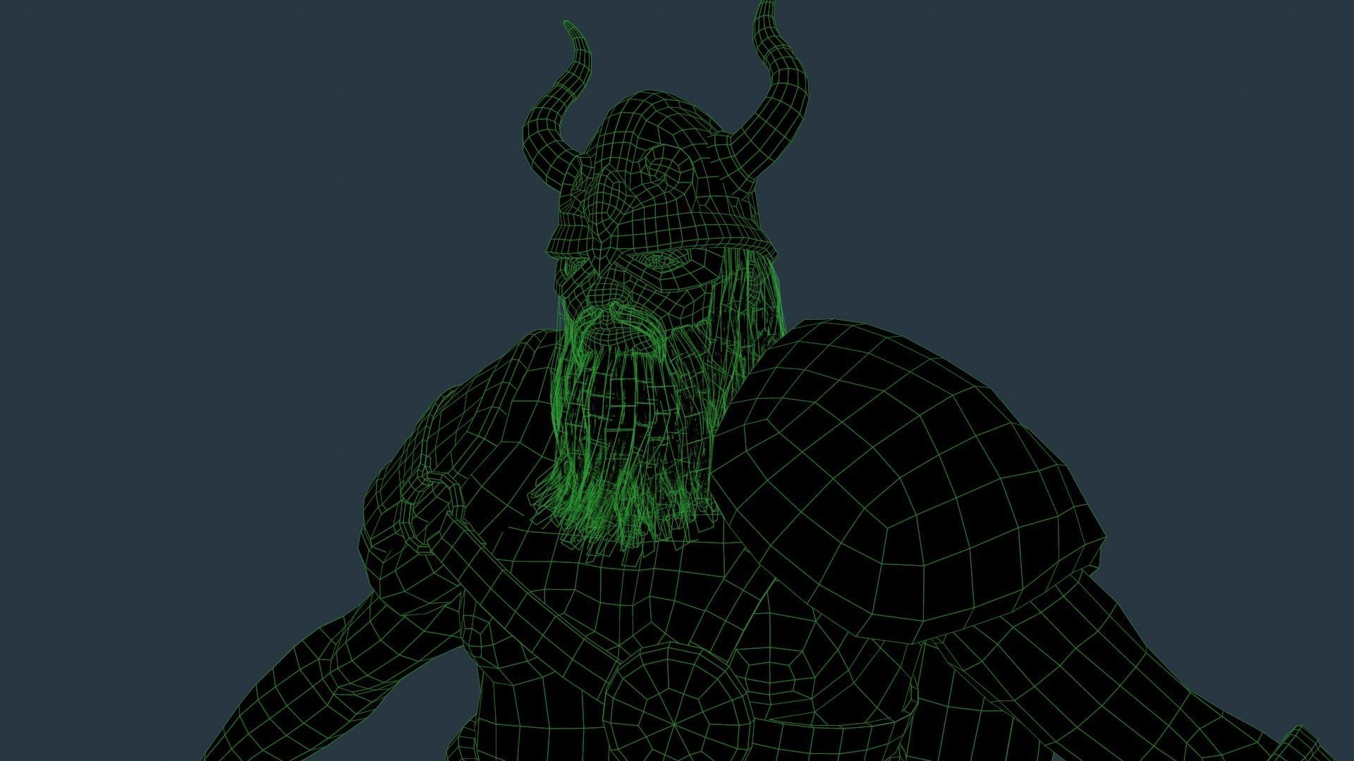 Fantasy Viking Warrior Low-poly 3D model_12