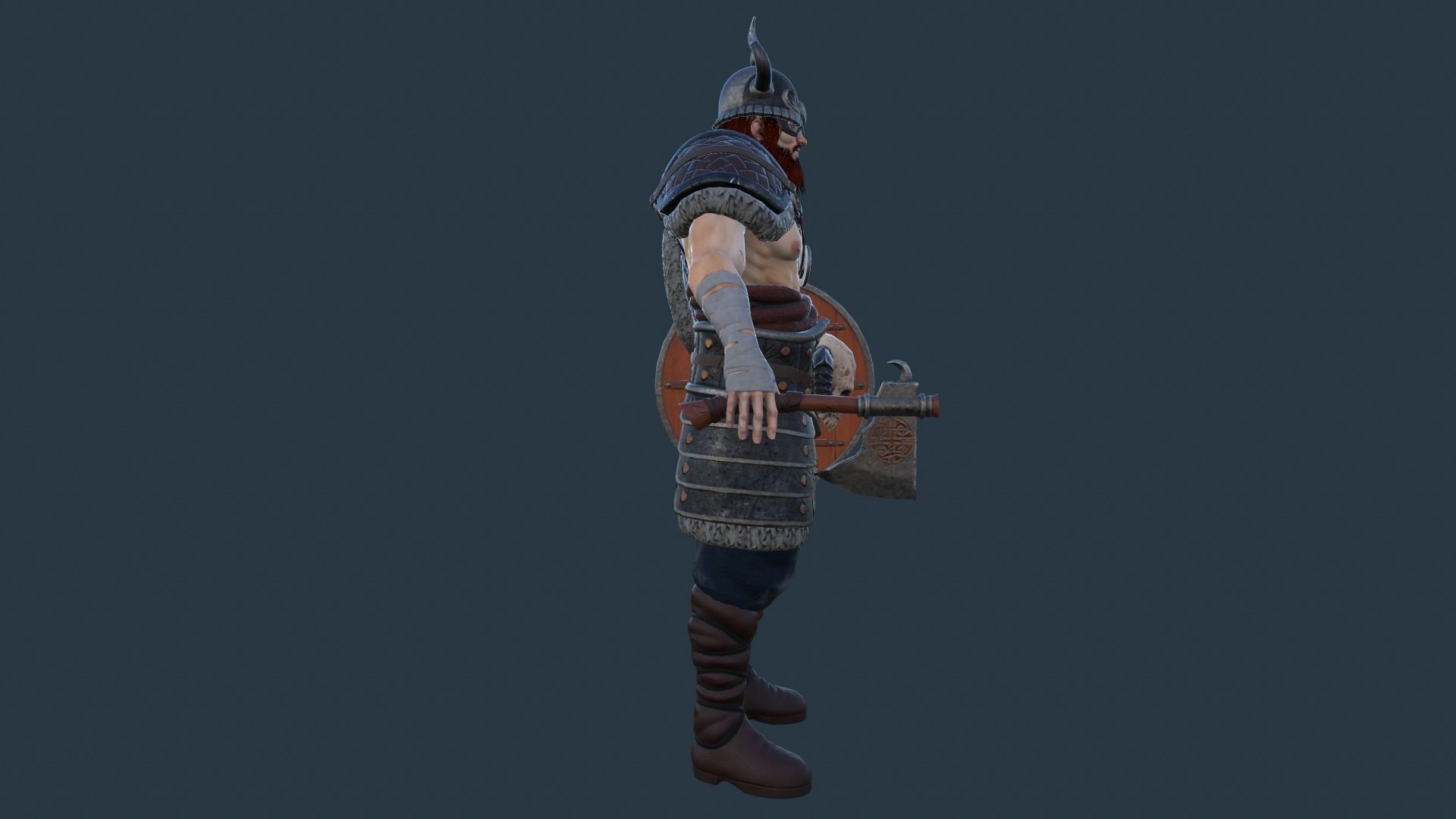 Fantasy Viking Warrior Low-poly 3D model_8
