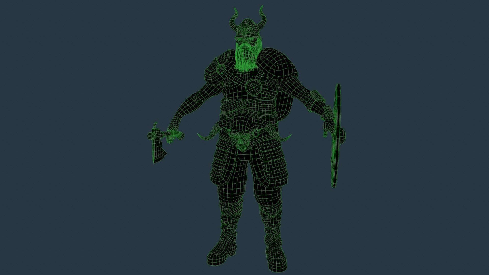 Fantasy Viking Warrior Low-poly 3D model_10