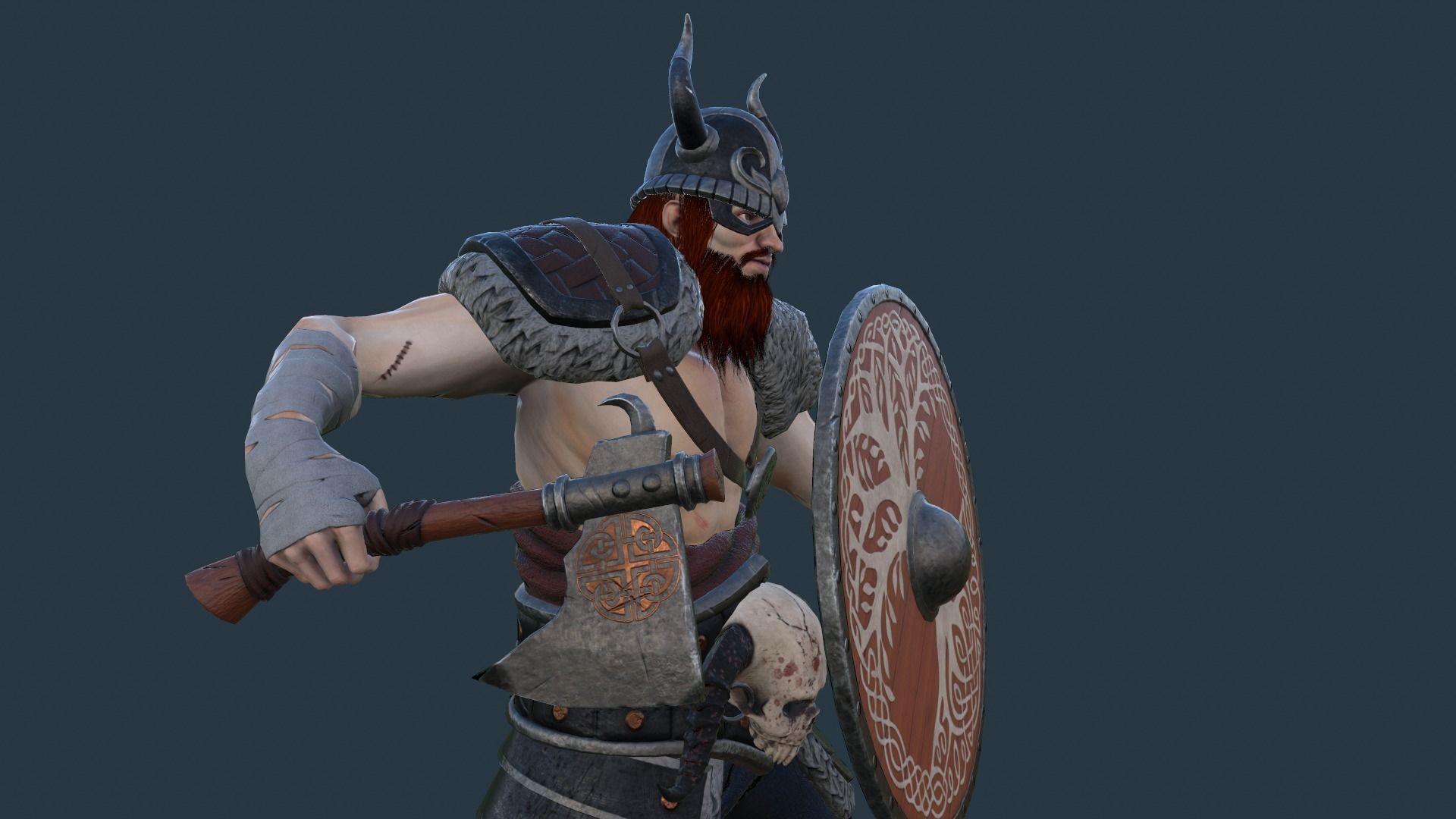 Fantasy Viking Warrior Low-poly 3D model_23