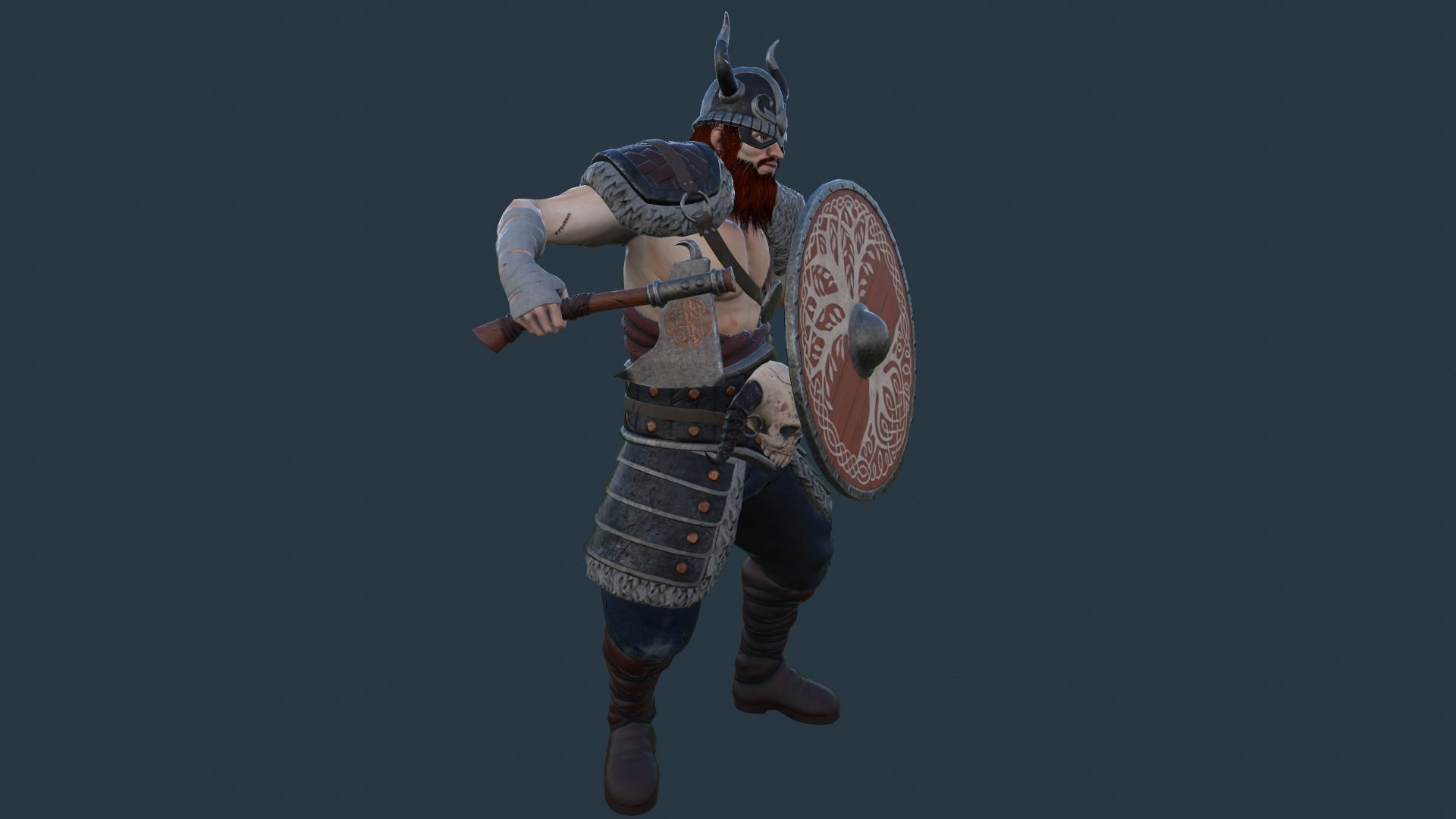 Fantasy Viking Warrior Low-poly 3D model_21