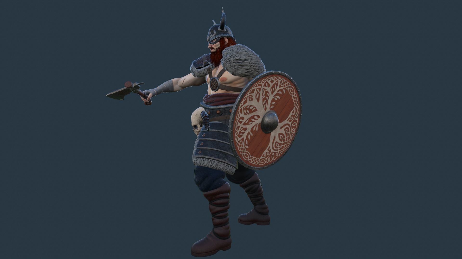 Fantasy Viking Warrior Low-poly 3D model_25