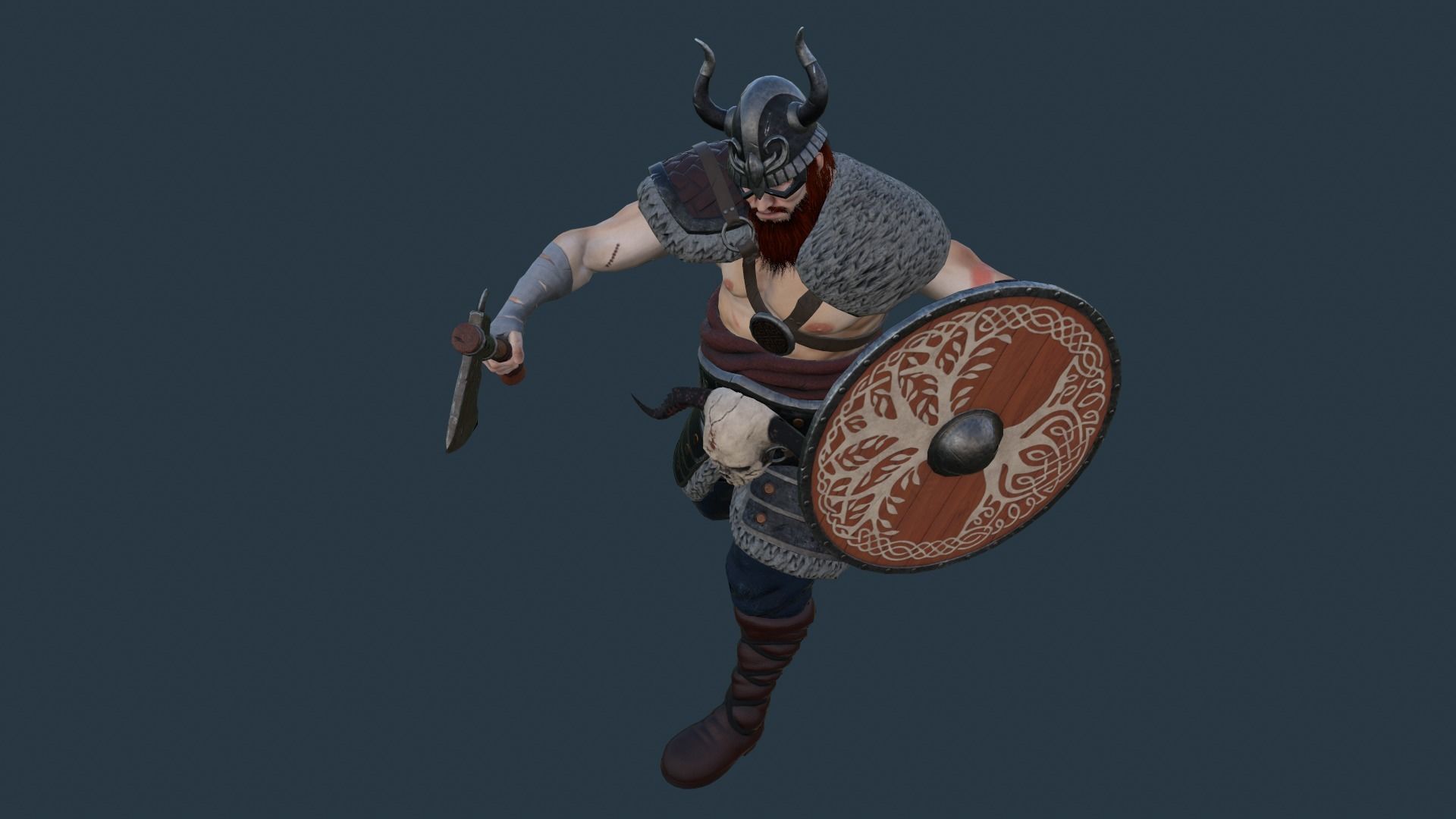 Fantasy Viking Warrior Low-poly 3D model_17
