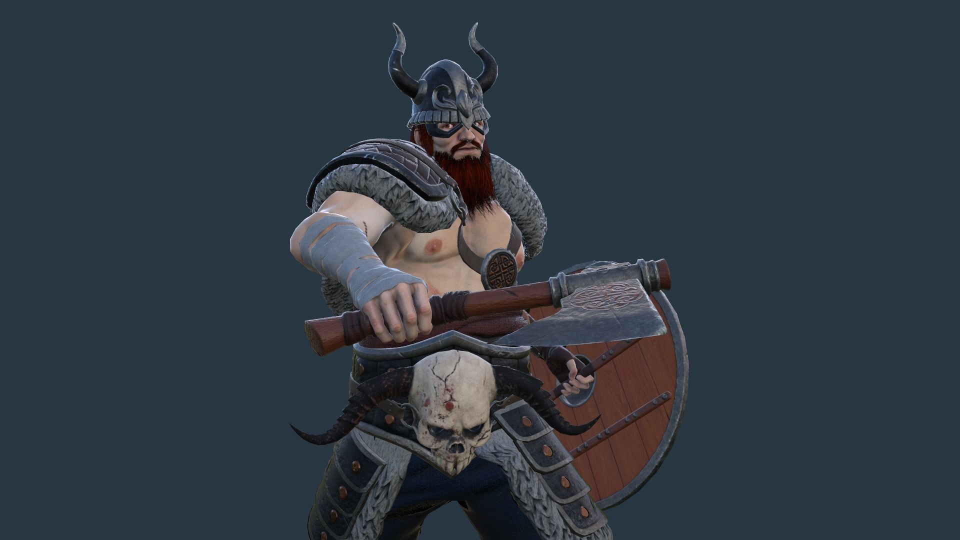 Fantasy Viking Warrior Low-poly 3D model_31