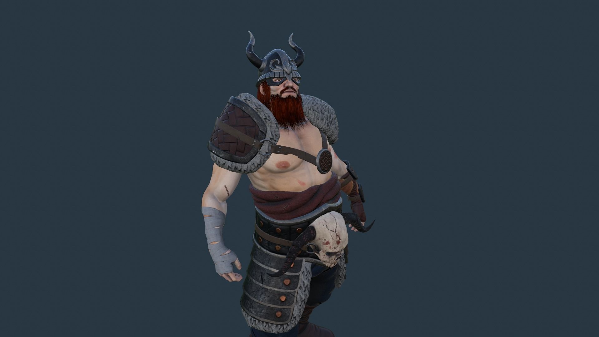 Fantasy Viking Warrior Low-poly 3D model_29