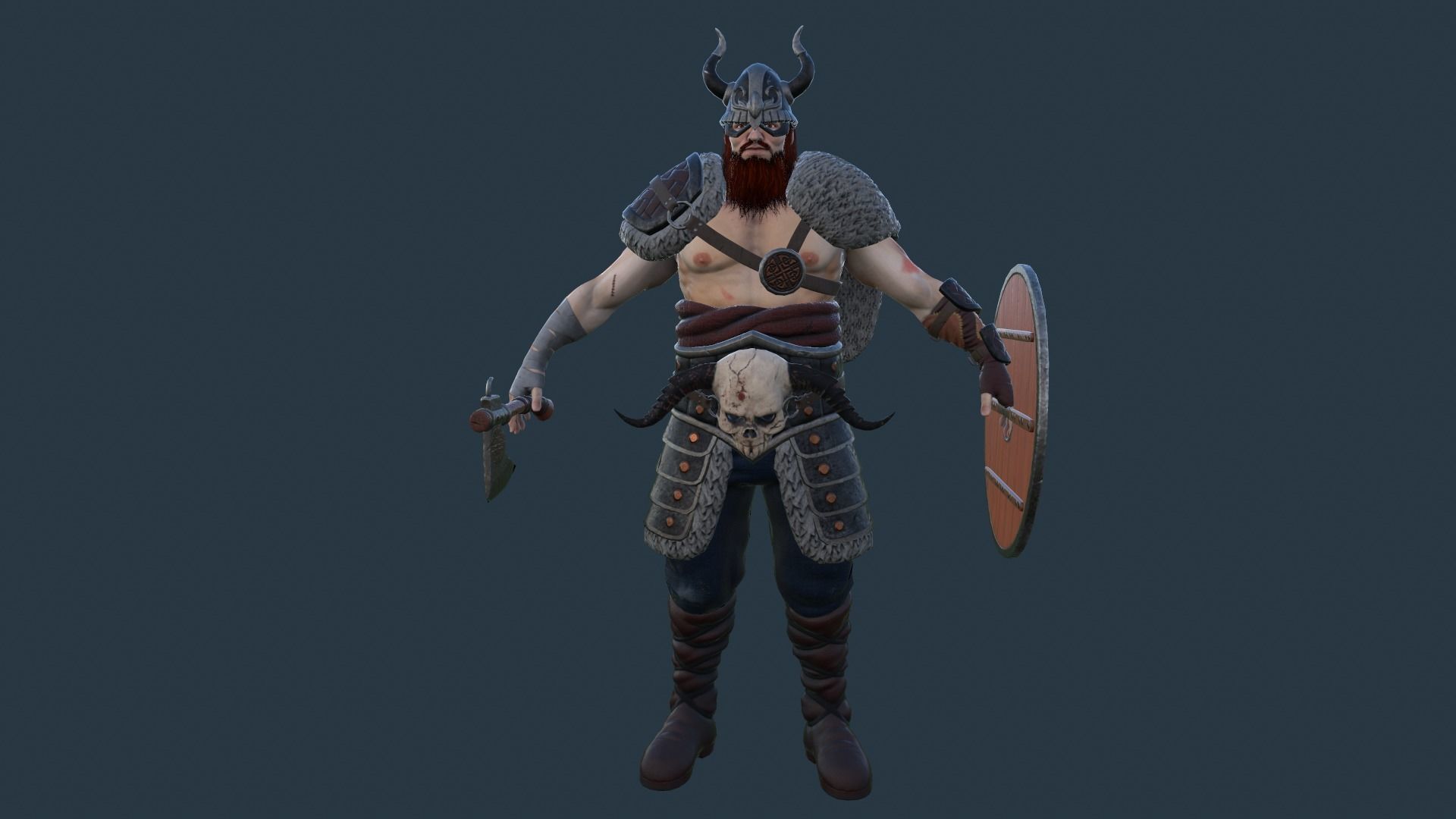 Fantasy Viking Warrior Low-poly 3D model_6