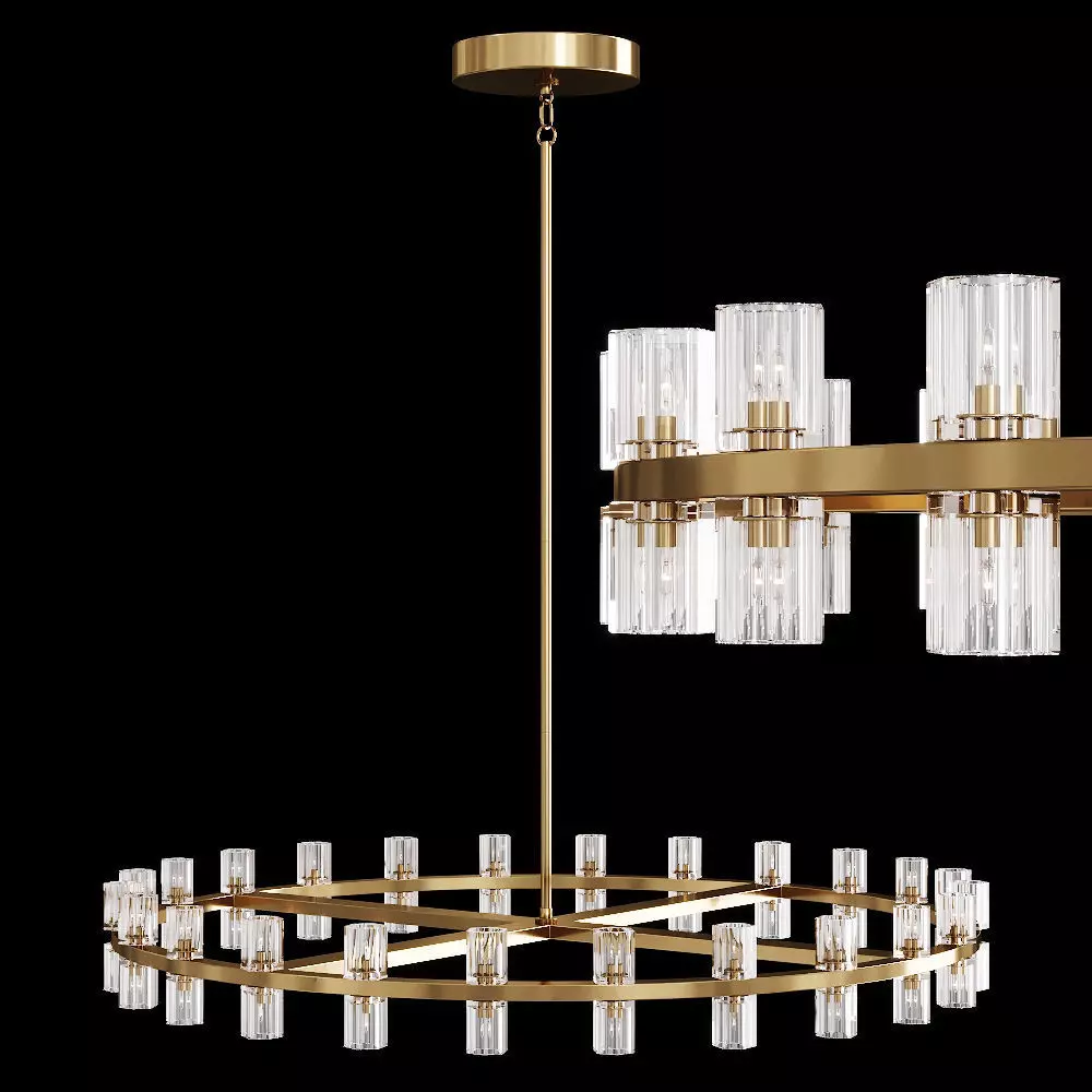 Restoration Hardware ARCACHON ROUND CHANDELIER 48 Brass 3D model_0