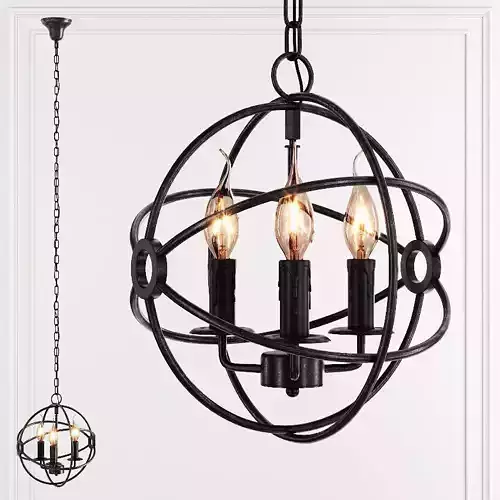 Restoration Hardware FOUCAULTS ORB CHANDELIER 13 Black 3D model