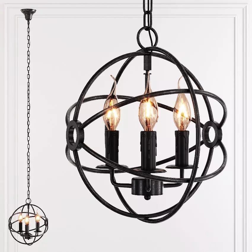 Restoration Hardware FOUCAULTS ORB CHANDELIER 13 Black 3D model_0