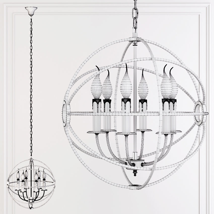 Restoration Hardware FOUCAULTS ORB CHANDELIER 18 Rustic 3D model_1
