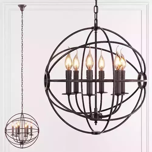 Restoration Hardware FOUCAULTS ORB CHANDELIER 18 Rustic