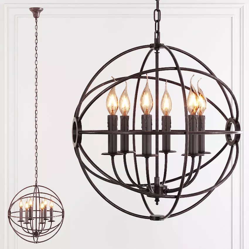Restoration Hardware FOUCAULTS ORB CHANDELIER 18 Rustic 3D model_0