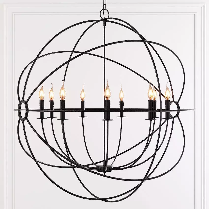 Restoration Hardware FOUCAULTS ORB CHANDELIER 41 Black 3D model_0