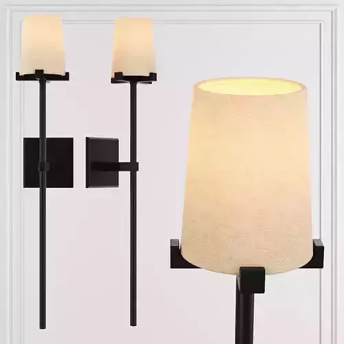RH PAUILLAC TORCHE SCONCE Fabric shade and Black