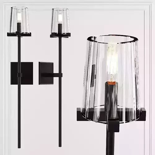 RH PAUILLAC TORCHE SCONCE Glass shade and Black