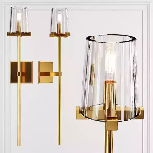RH PAUILLAC TORCHE SCONCE Glass shade and Brass