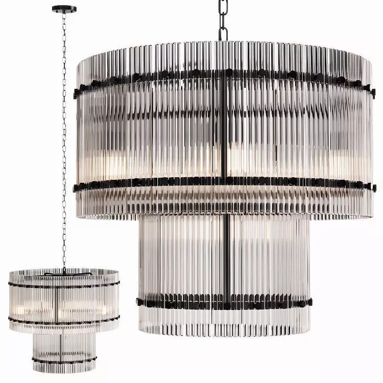 Restoration Hardware SAN MARCO 2-TIER ROUND CHANDELIER 22 Black 3D model_0