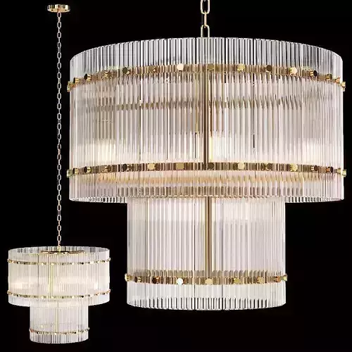 Restoration Hardware SAN MARCO 2-TIER ROUND CHANDELIER 22 Brass