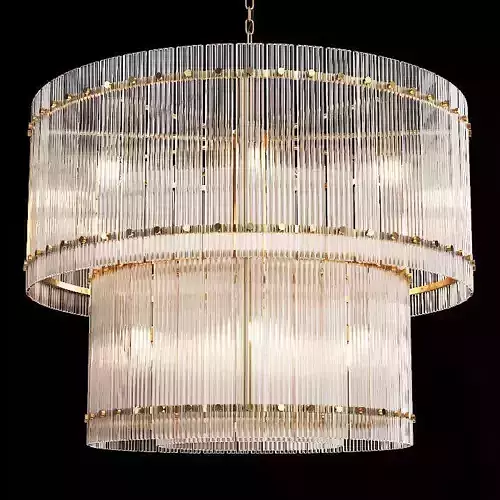 Restoration Hardware SAN MARCO 2-TIER ROUND CHANDELIER 36 Brass