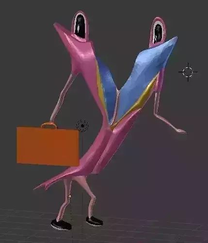 Letter Y cartoon character holding suitcase 3D model