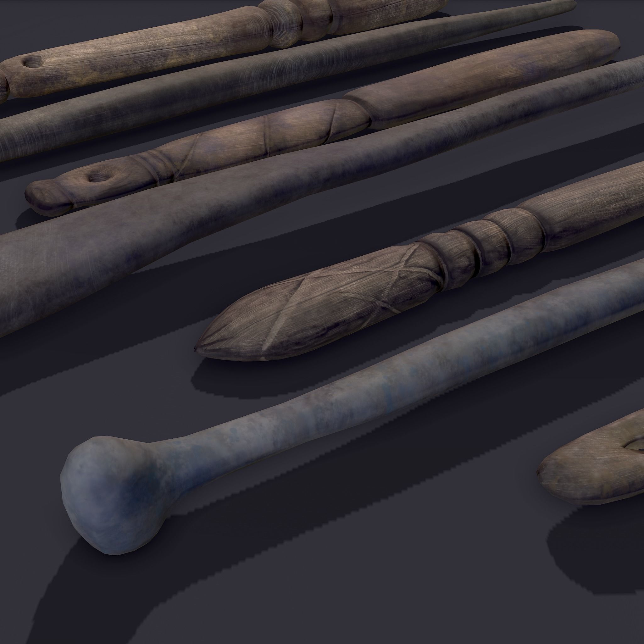 Medieval Needles Makeup Pieces Low-poly 3D model_6
