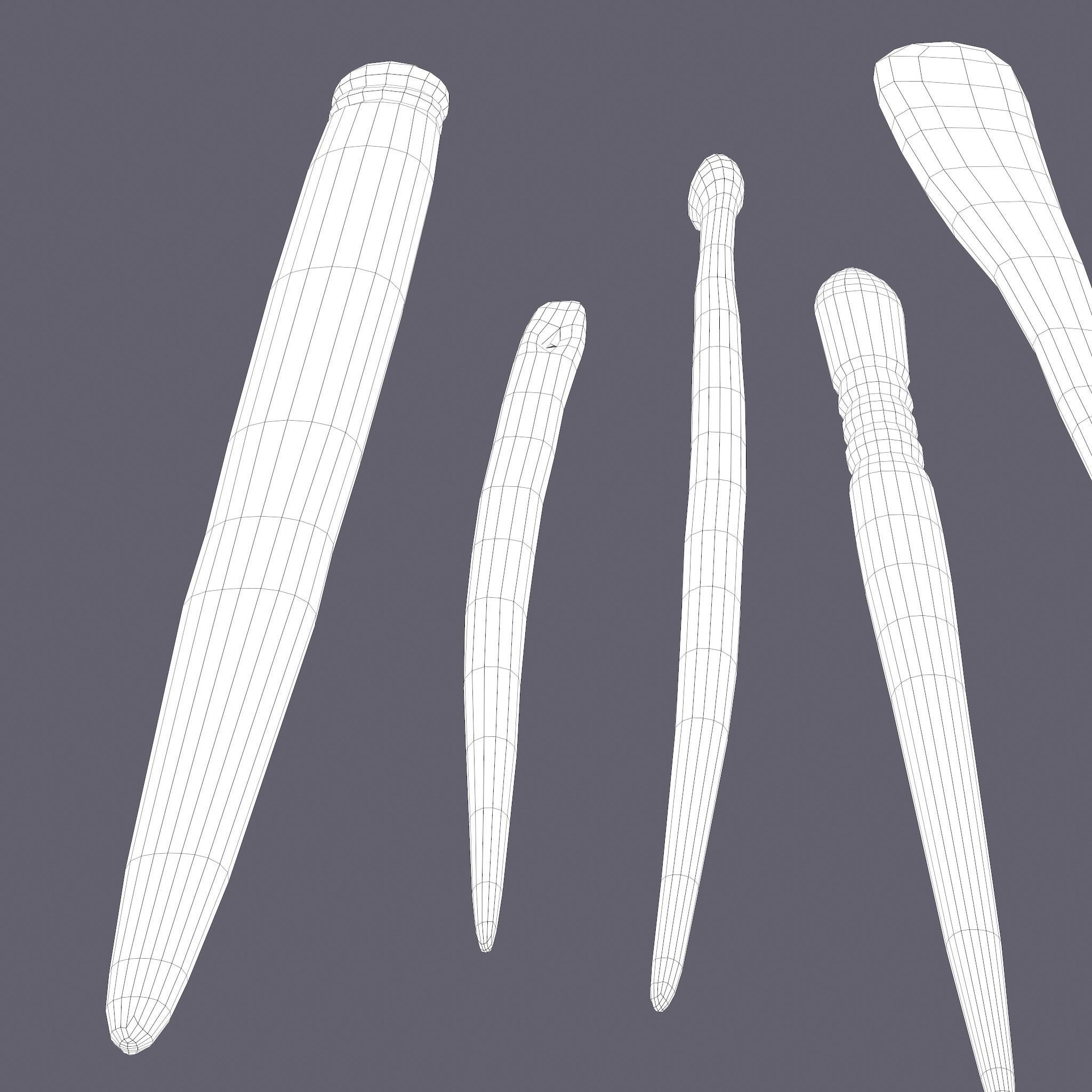 Medieval Needles Makeup Pieces Low-poly 3D model_28
