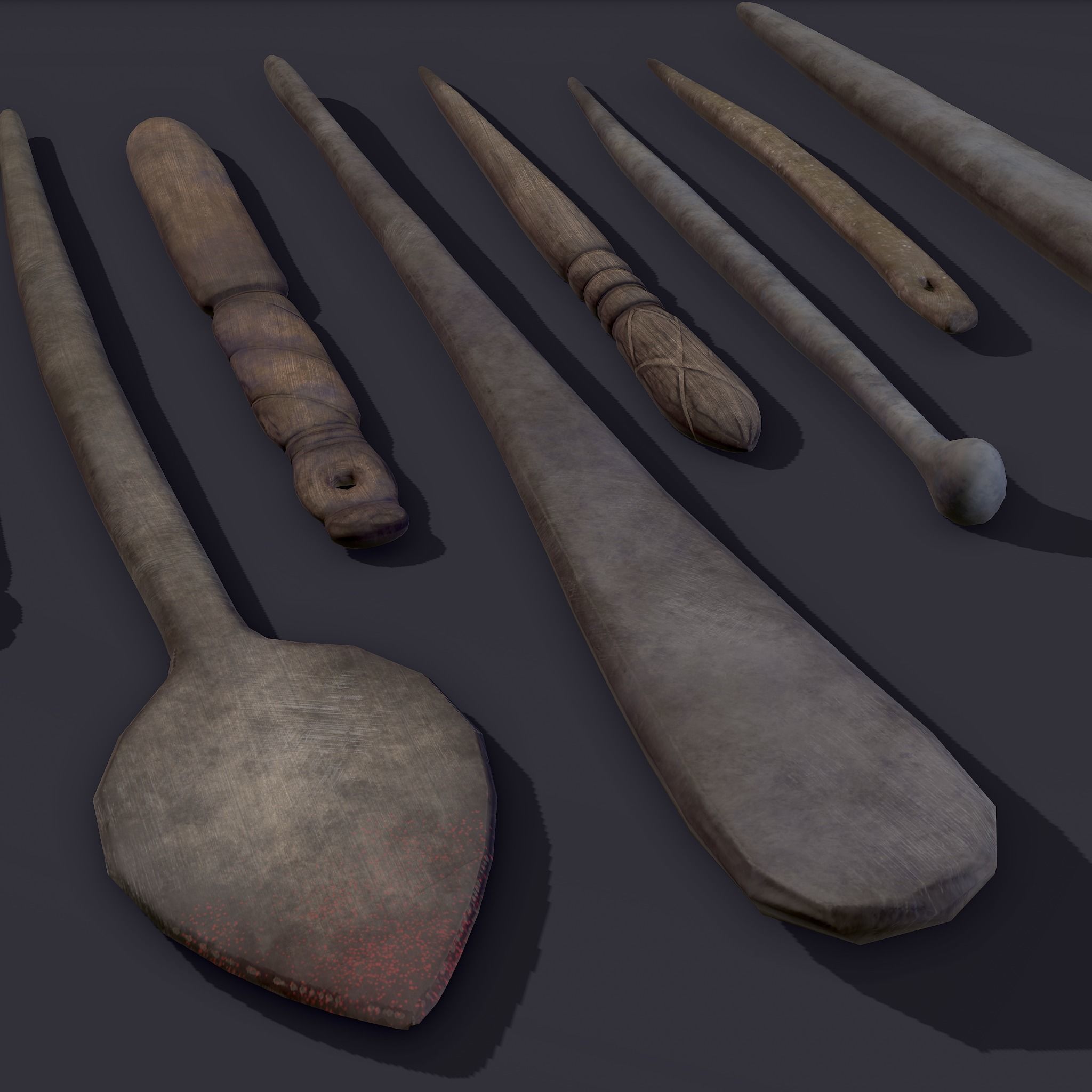 Medieval Needles Makeup Pieces Low-poly 3D model_16