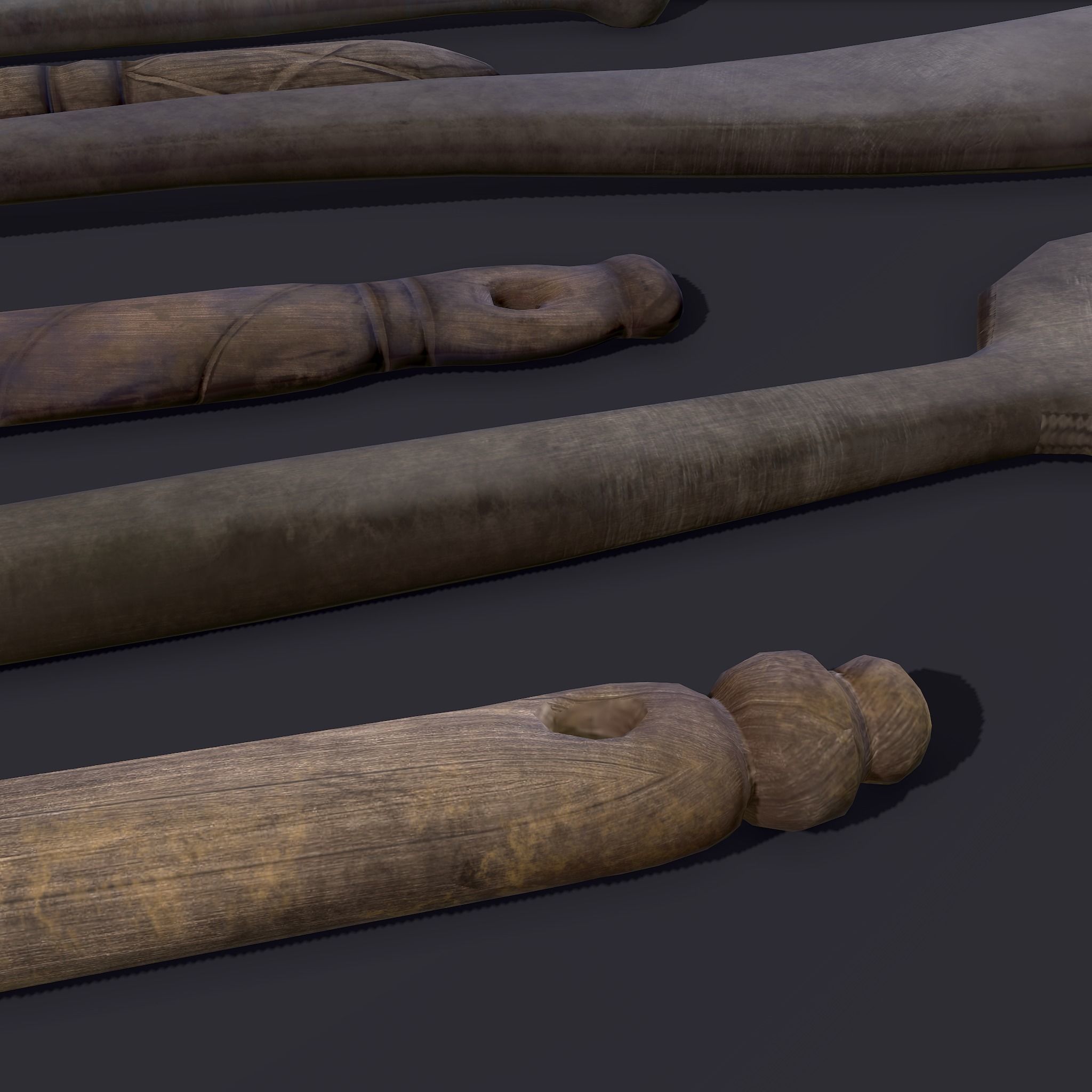 Medieval Needles Makeup Pieces Low-poly 3D model_19