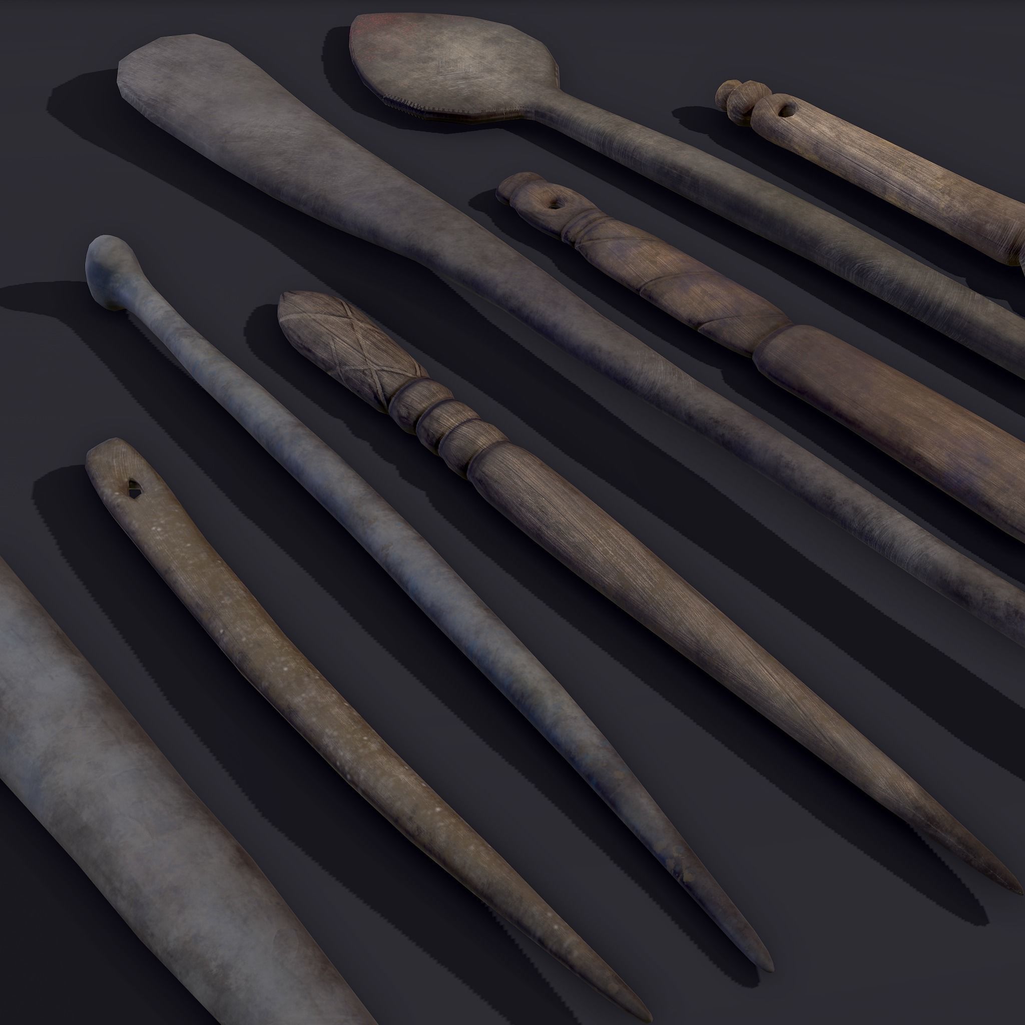 Medieval Needles Makeup Pieces Low-poly 3D model_20