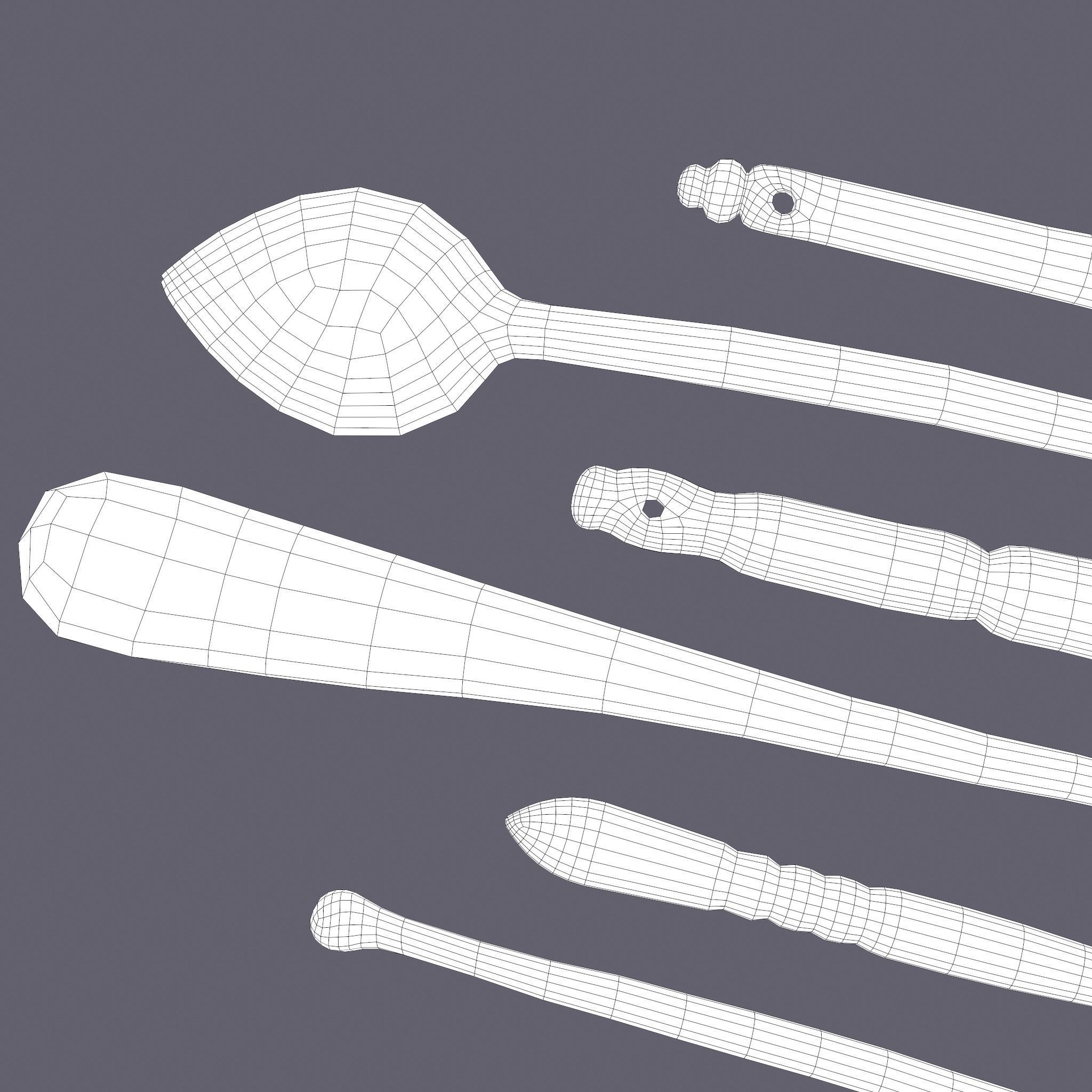 Medieval Needles Makeup Pieces Low-poly 3D model_26