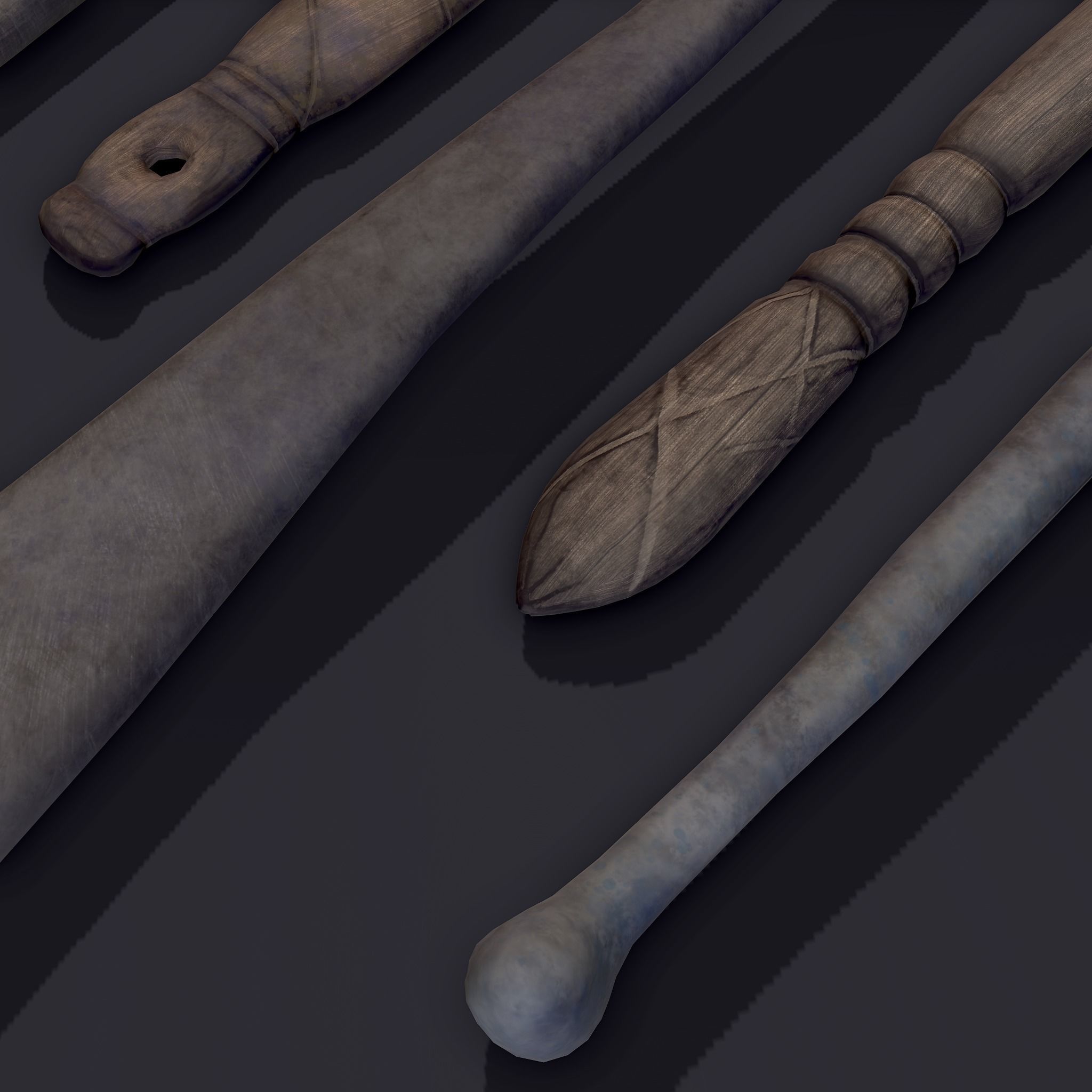 Medieval Needles Makeup Pieces Low-poly 3D model_21
