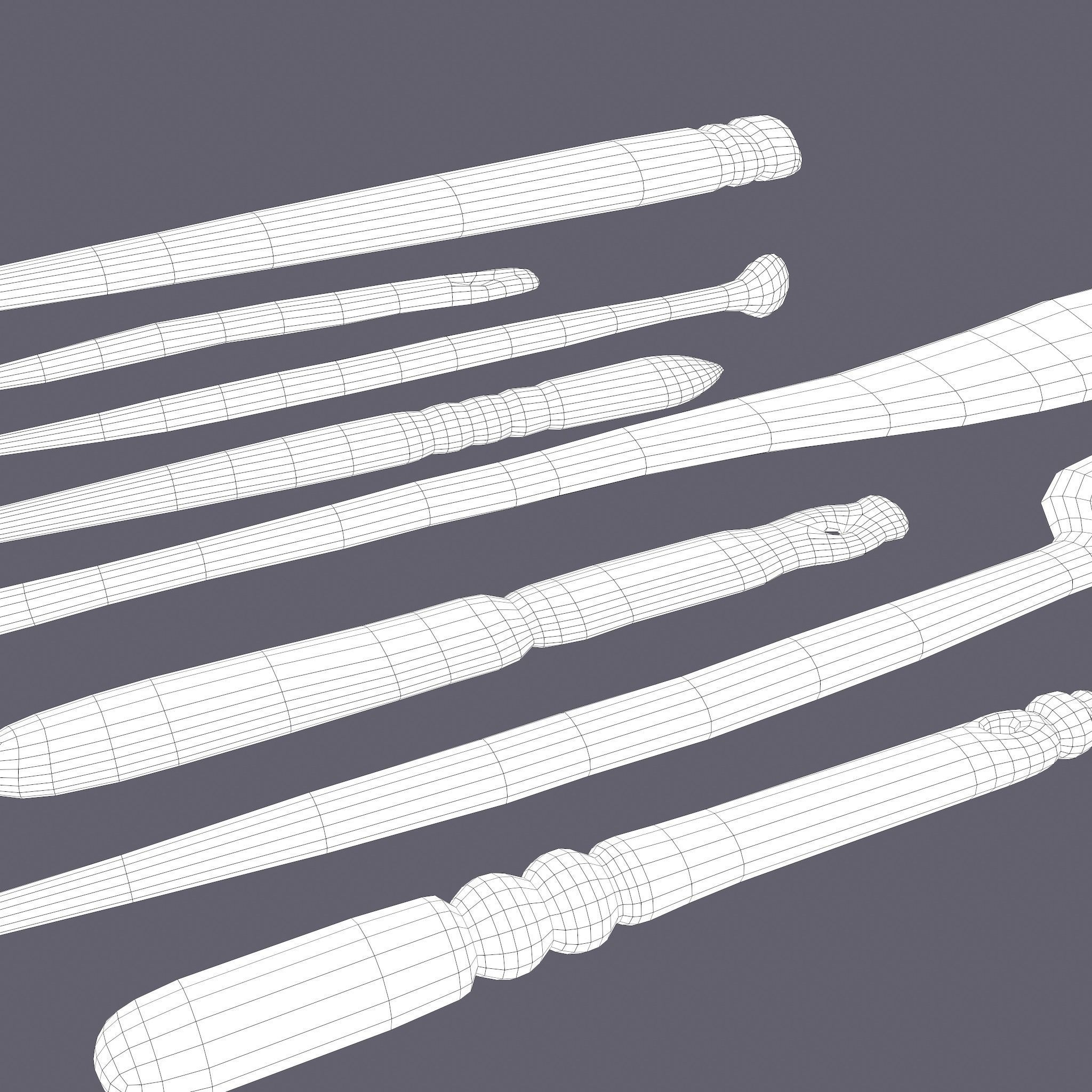 Medieval Needles Makeup Pieces Low-poly 3D model_31