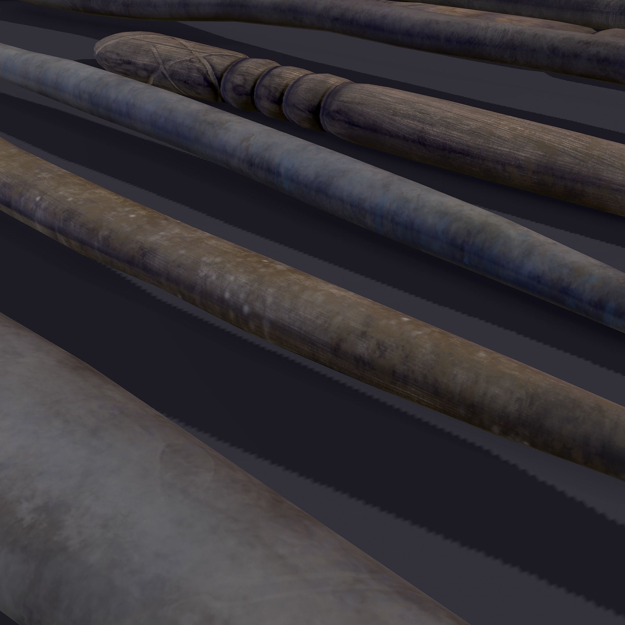 Medieval Needles Makeup Pieces Low-poly 3D model_15