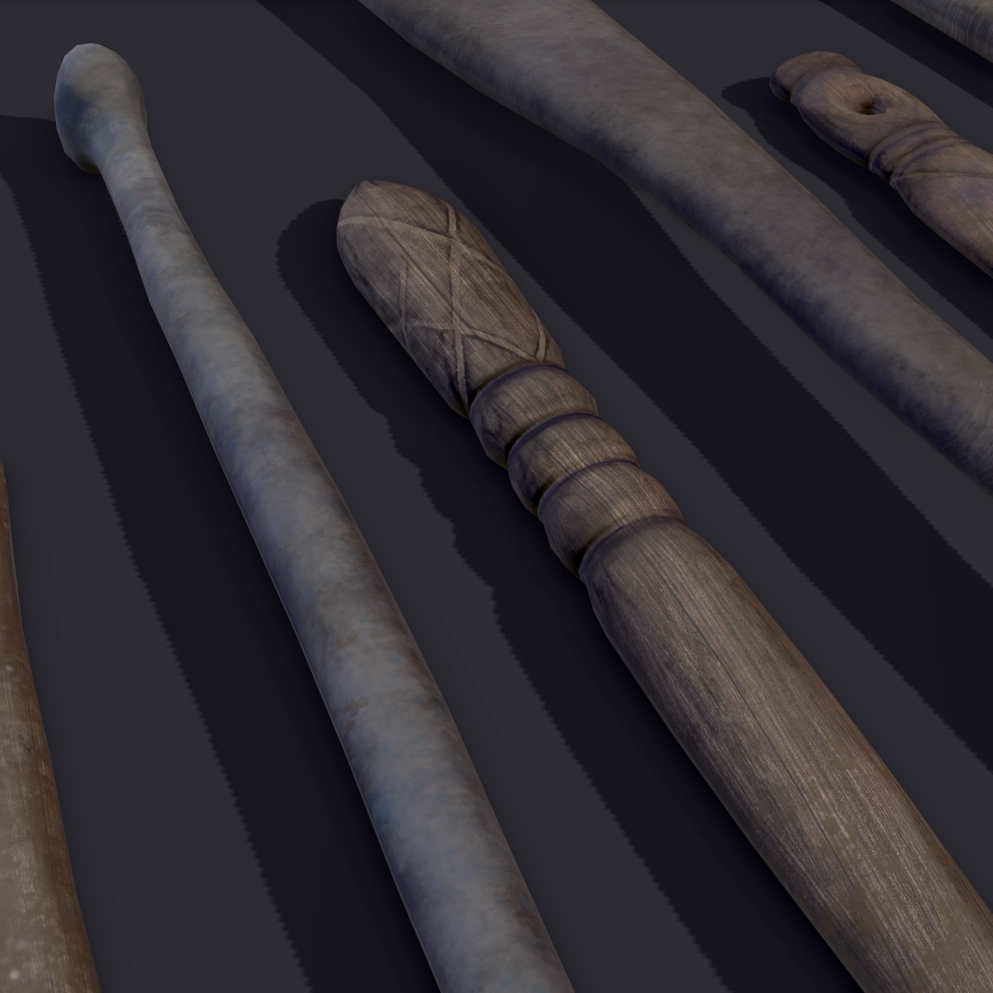 Medieval Needles Makeup Pieces Low-poly 3D model_18