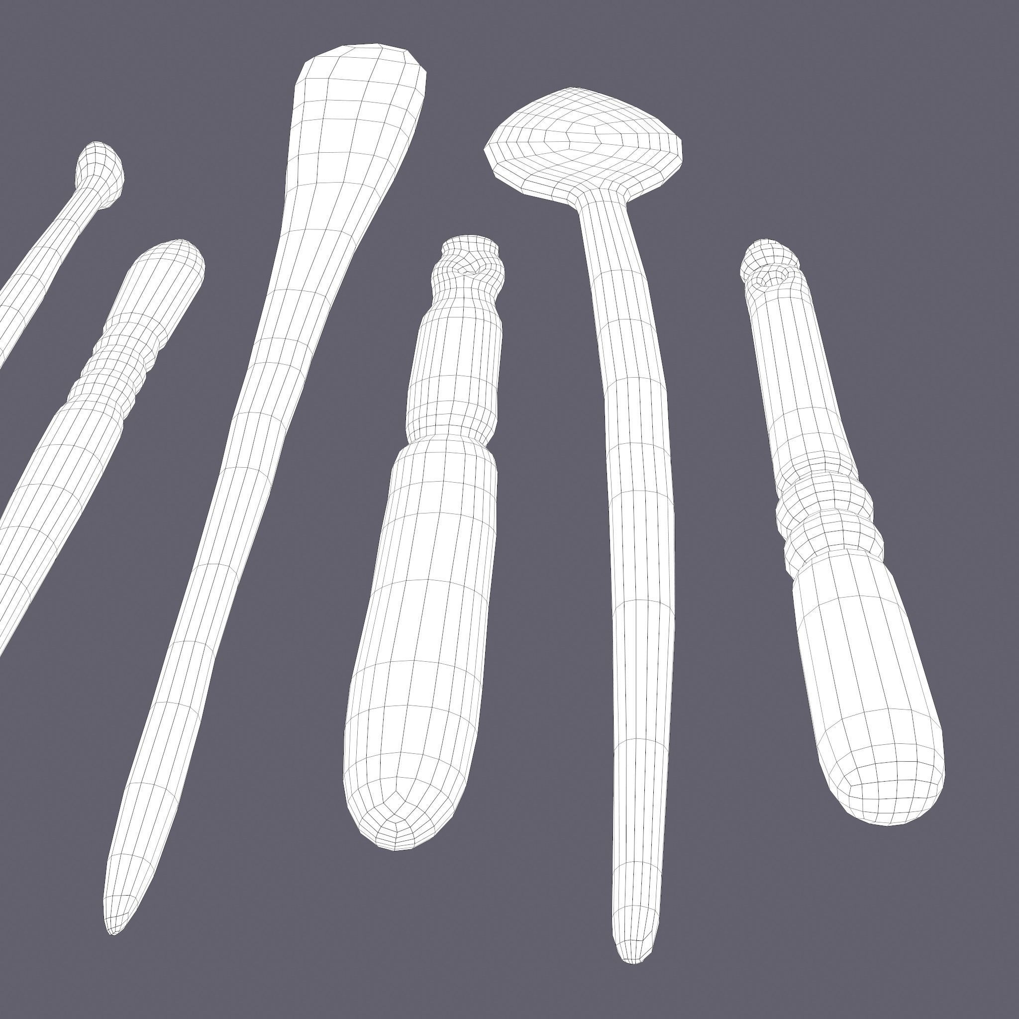 Medieval Needles Makeup Pieces Low-poly 3D model_30