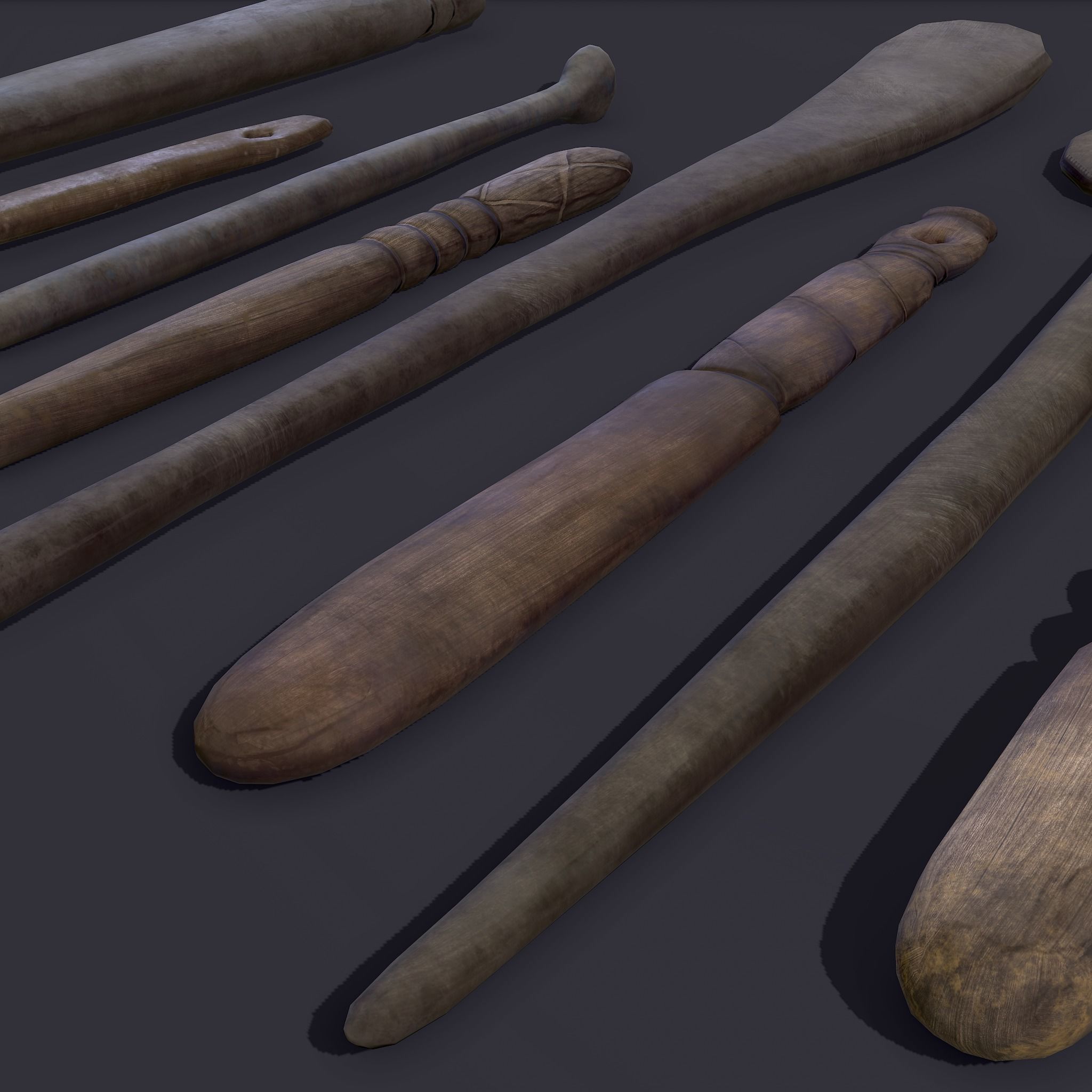 Medieval Needles Makeup Pieces Low-poly 3D model_17