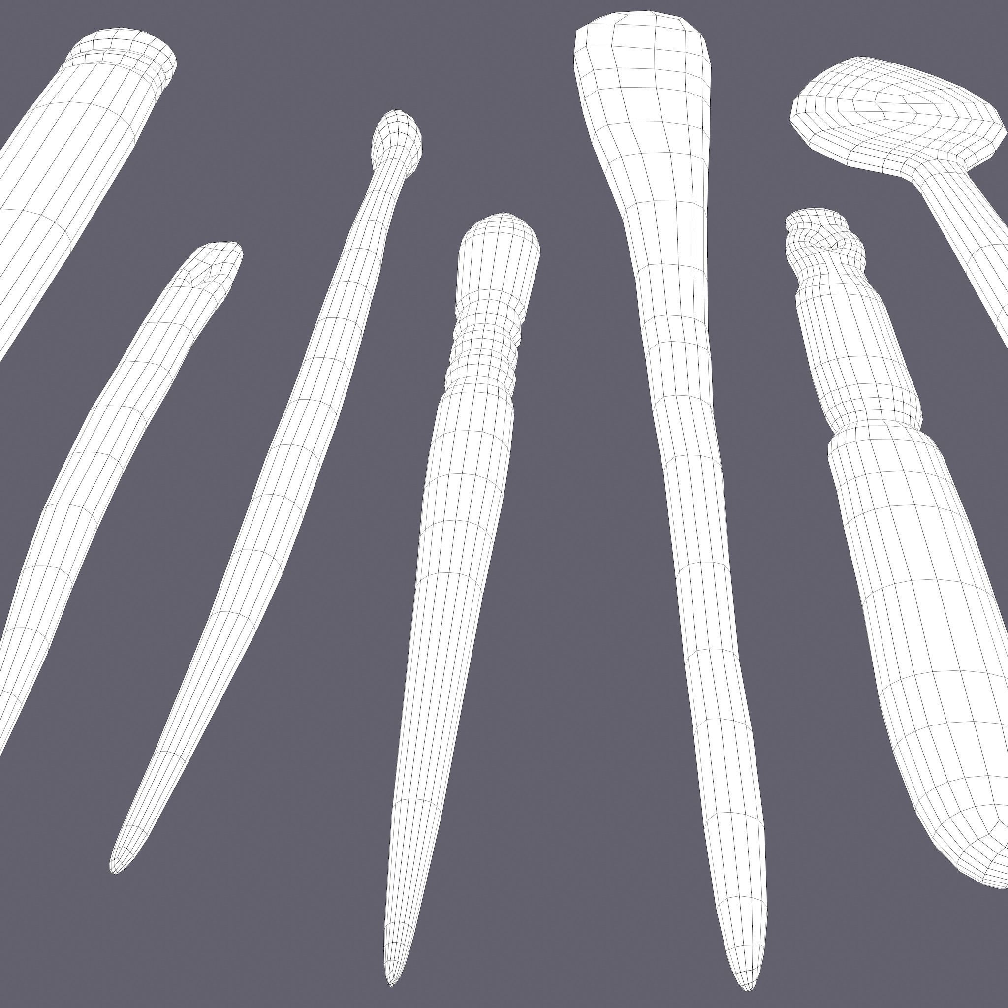Medieval Needles Makeup Pieces Low-poly 3D model_29