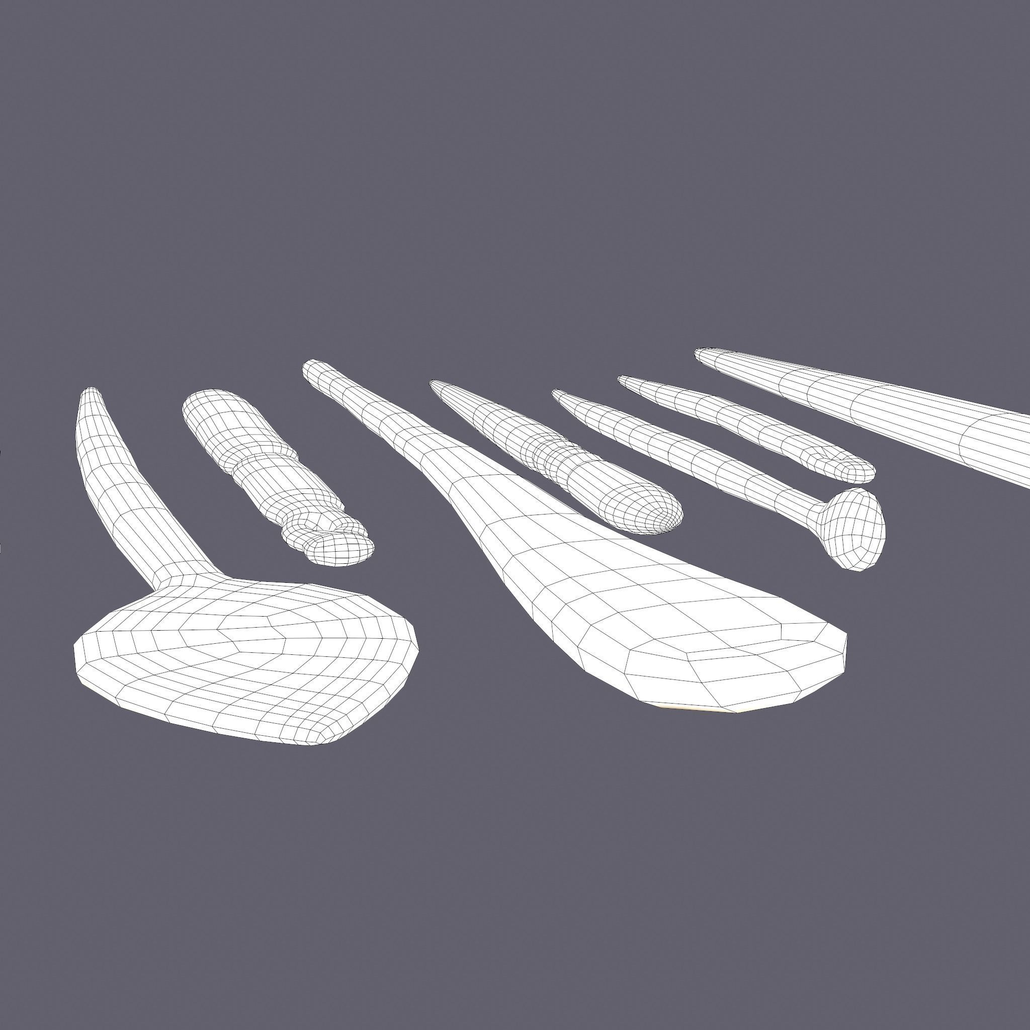 Medieval Needles Makeup Pieces Low-poly 3D model_32