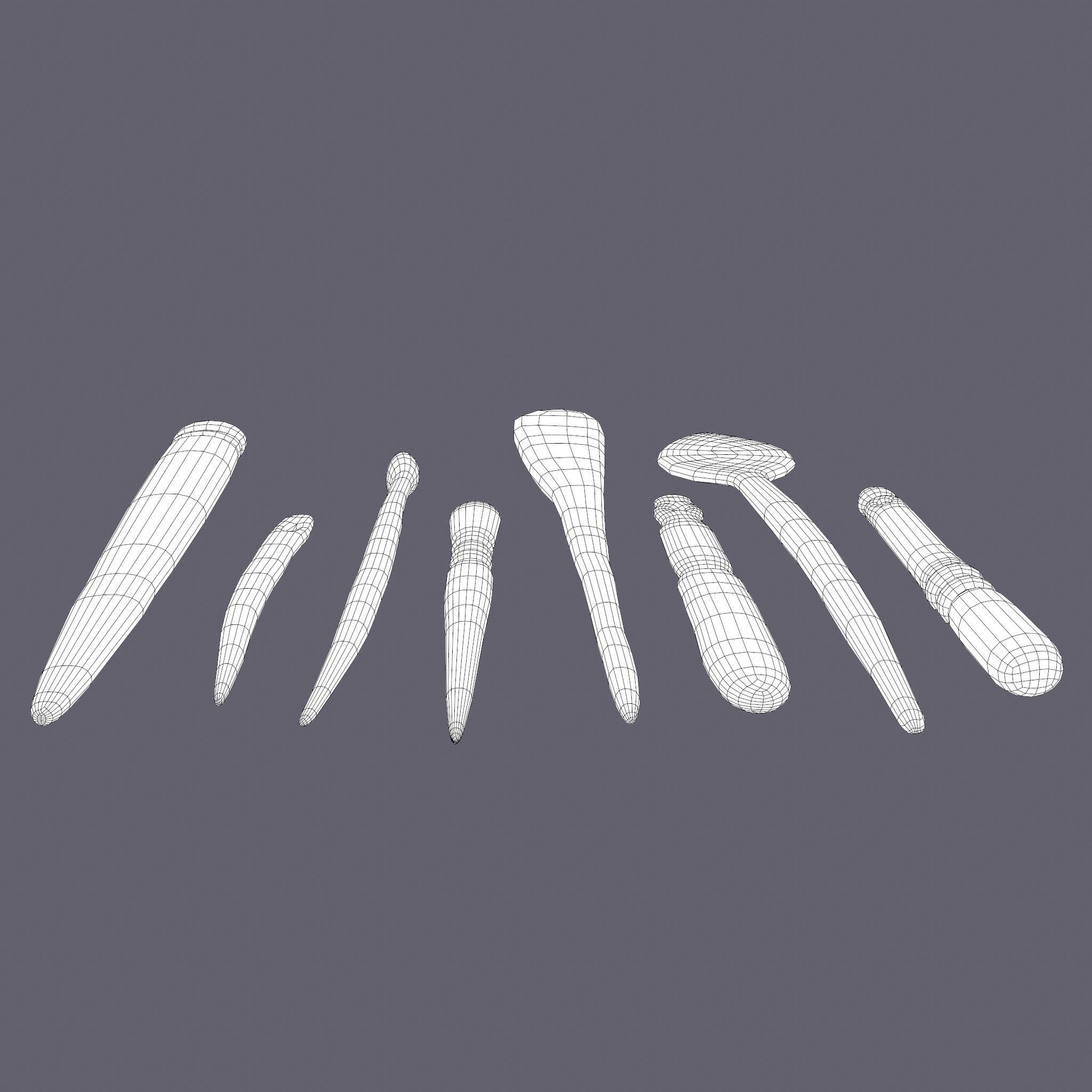 Medieval Needles Makeup Pieces Low-poly 3D model_25