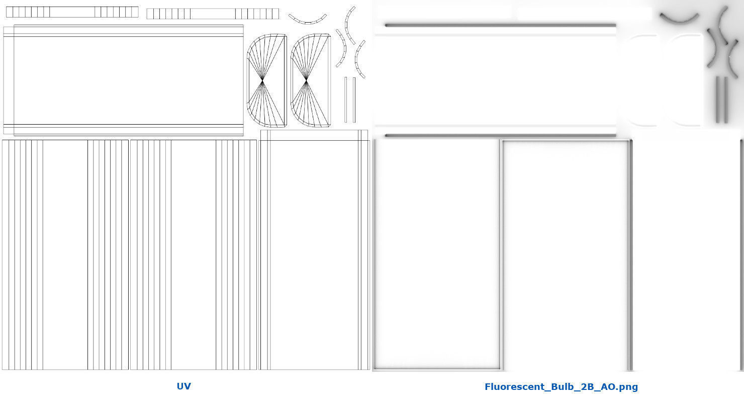 Fluorescent Bulb 2B Low-poly 3D model_8
