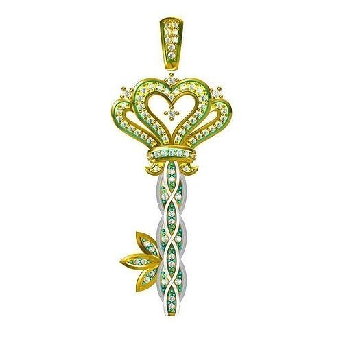 JCD Format White gold key shape pendant  jewelcad 3D print model