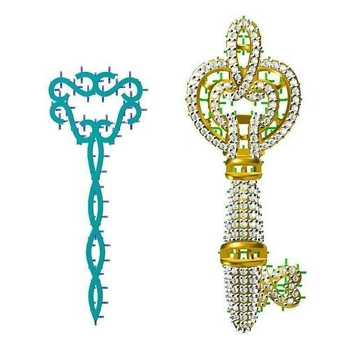 JCD Format Vintage key shape pendant  metal file for jewelry 3D print model