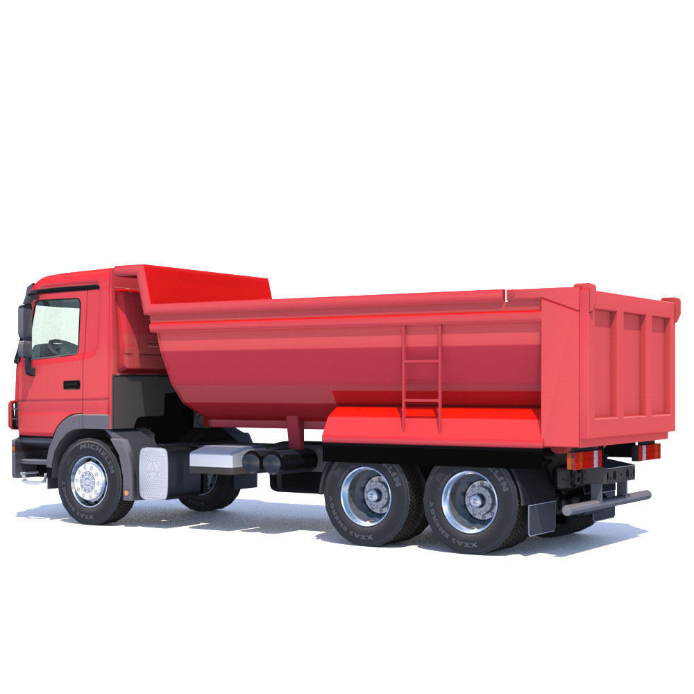 Mercedes Actros Dumper Low-poly 3D model_2