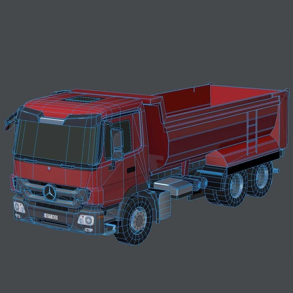 Mercedes Actros Dumper Low-poly 3D model_4