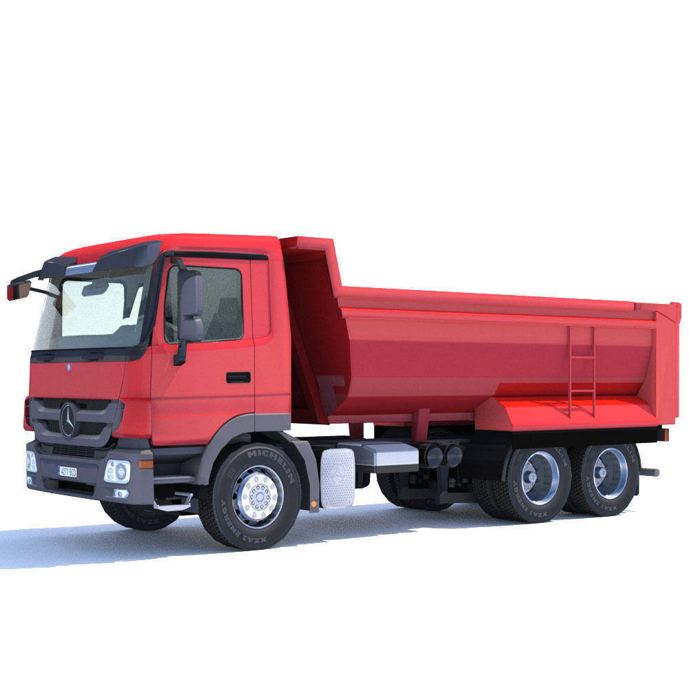 Mercedes Actros Dumper Low-poly 3D model_1