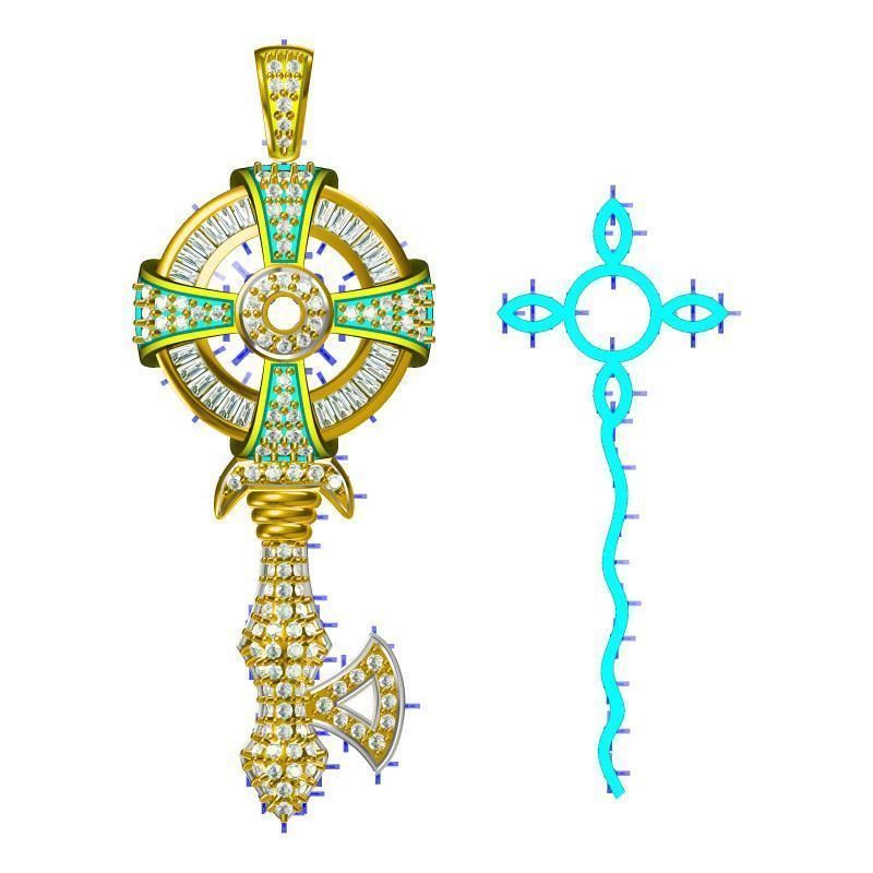 JCD Format Rose gold key shape pendant  files for sale 3D print model_0